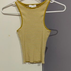 Yellow and white striped tank top from Top Shop